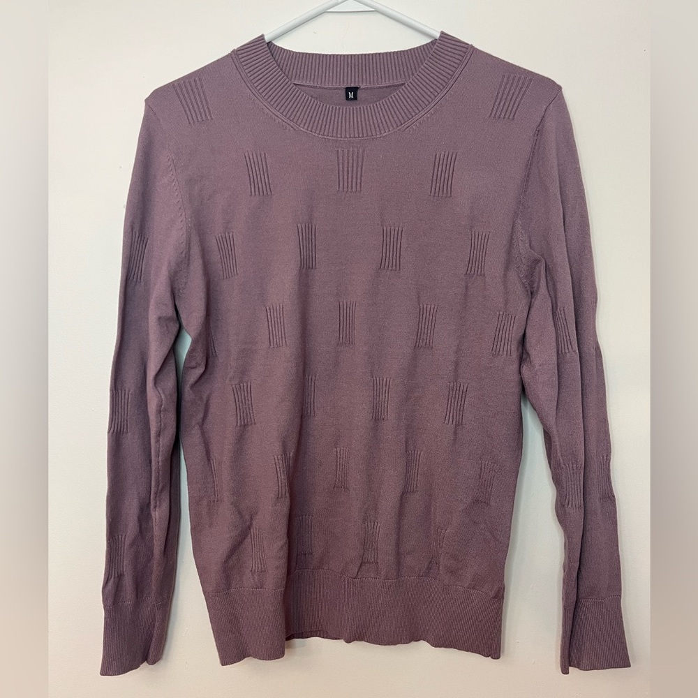 Arach & Cloz Mauve Textured Knit Sweater Size M Minimal Lightweight Soft
